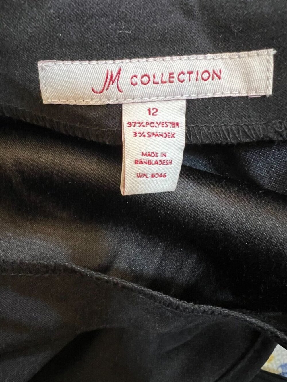 JM Collection A-Line Skirt Women's 12 Black Polyester Stretch Elastic Waist Midi - Picture 4 of 4
